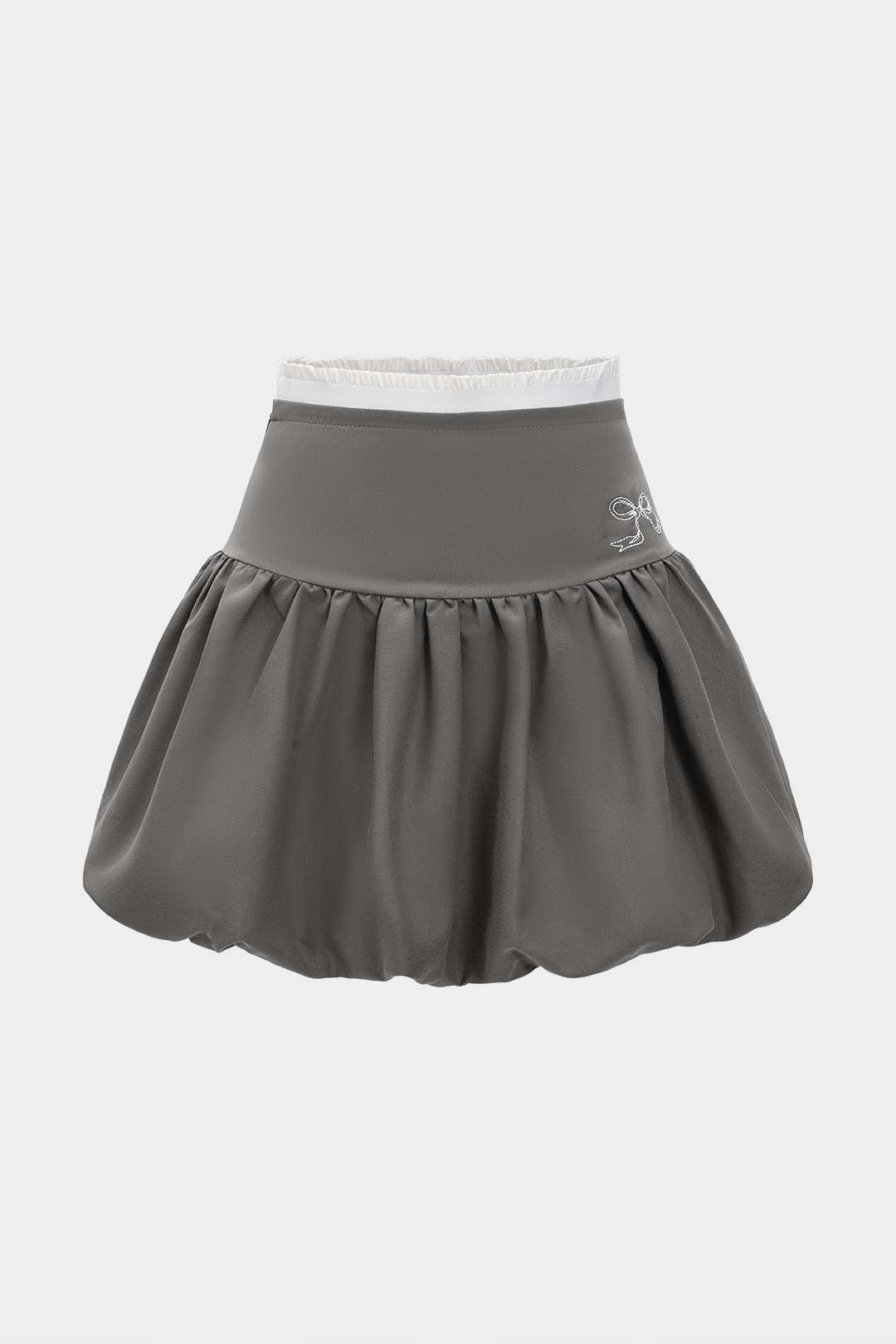 High Waist Ruched Bow Embroidery Skirt