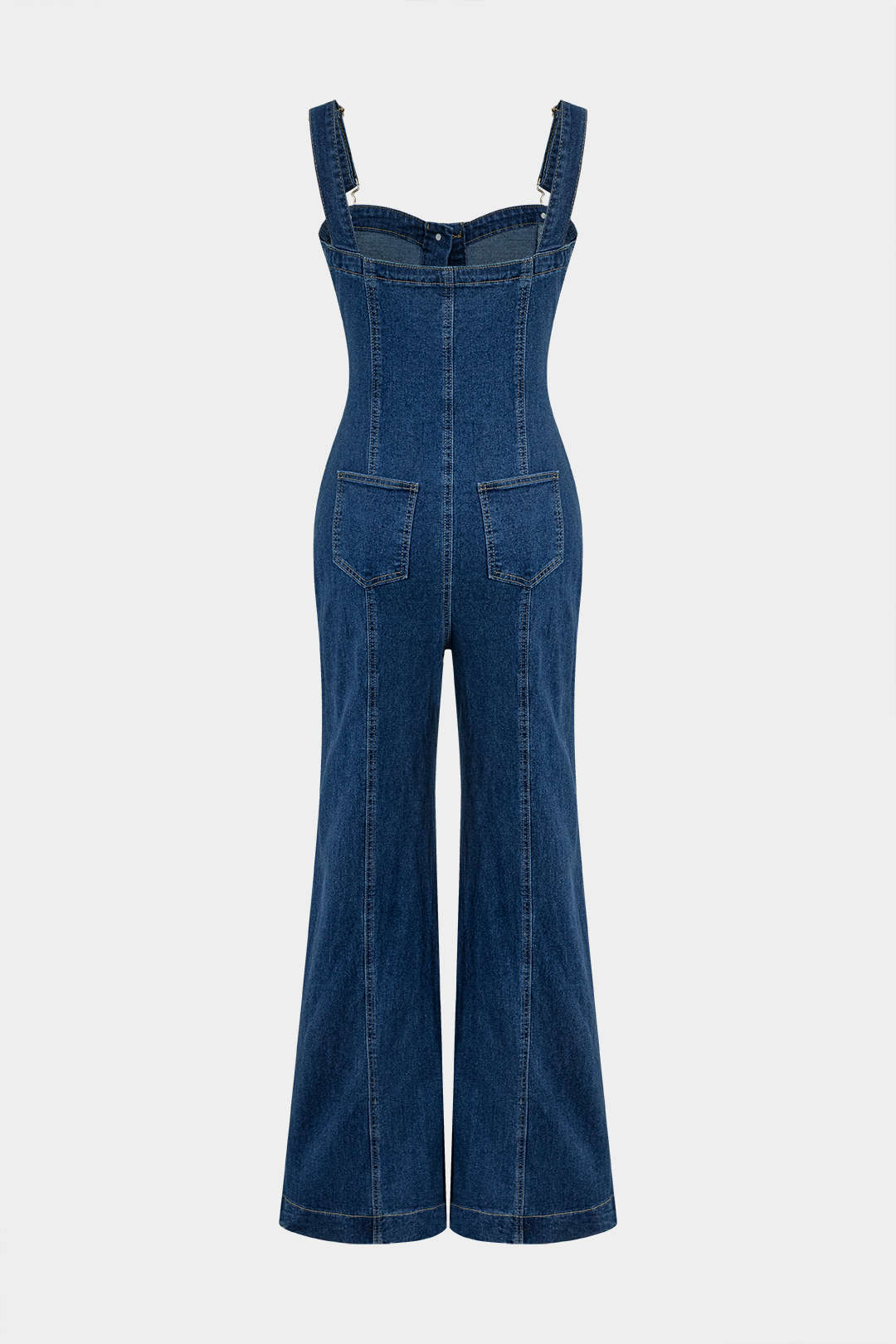 Denim Button Pocket Wide Leg Jumpsuit