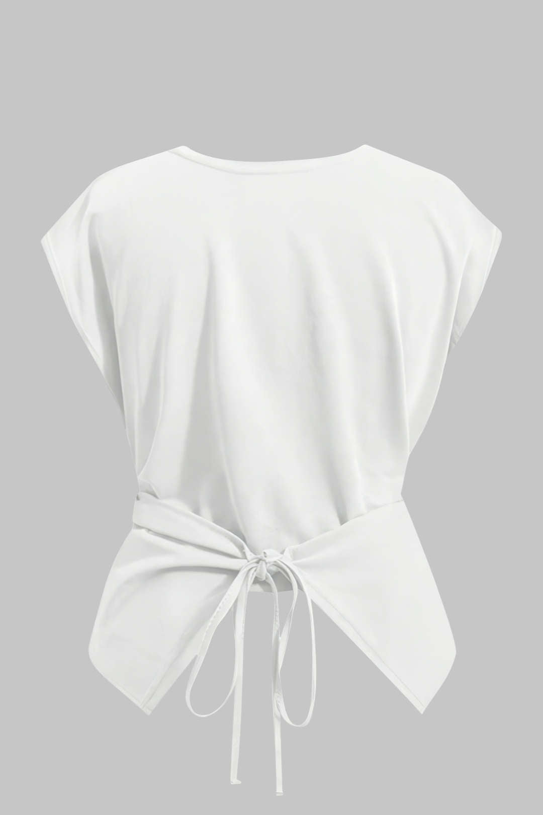 Plus Size Round Neck Short Sleeve Tie T-Shirt