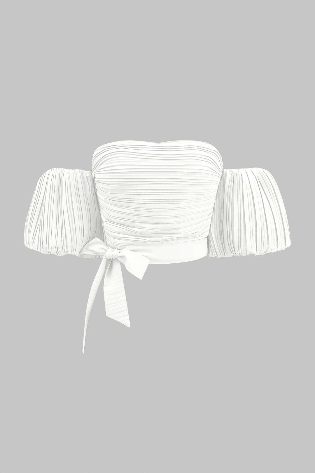 Textured Pleated Tie Knot Short-Sleeve Top