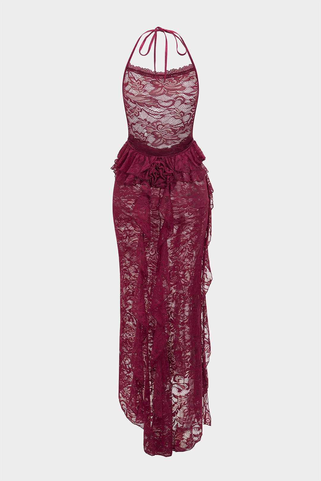 Halter V-Neck Backless Sleeveless Maxi Dress