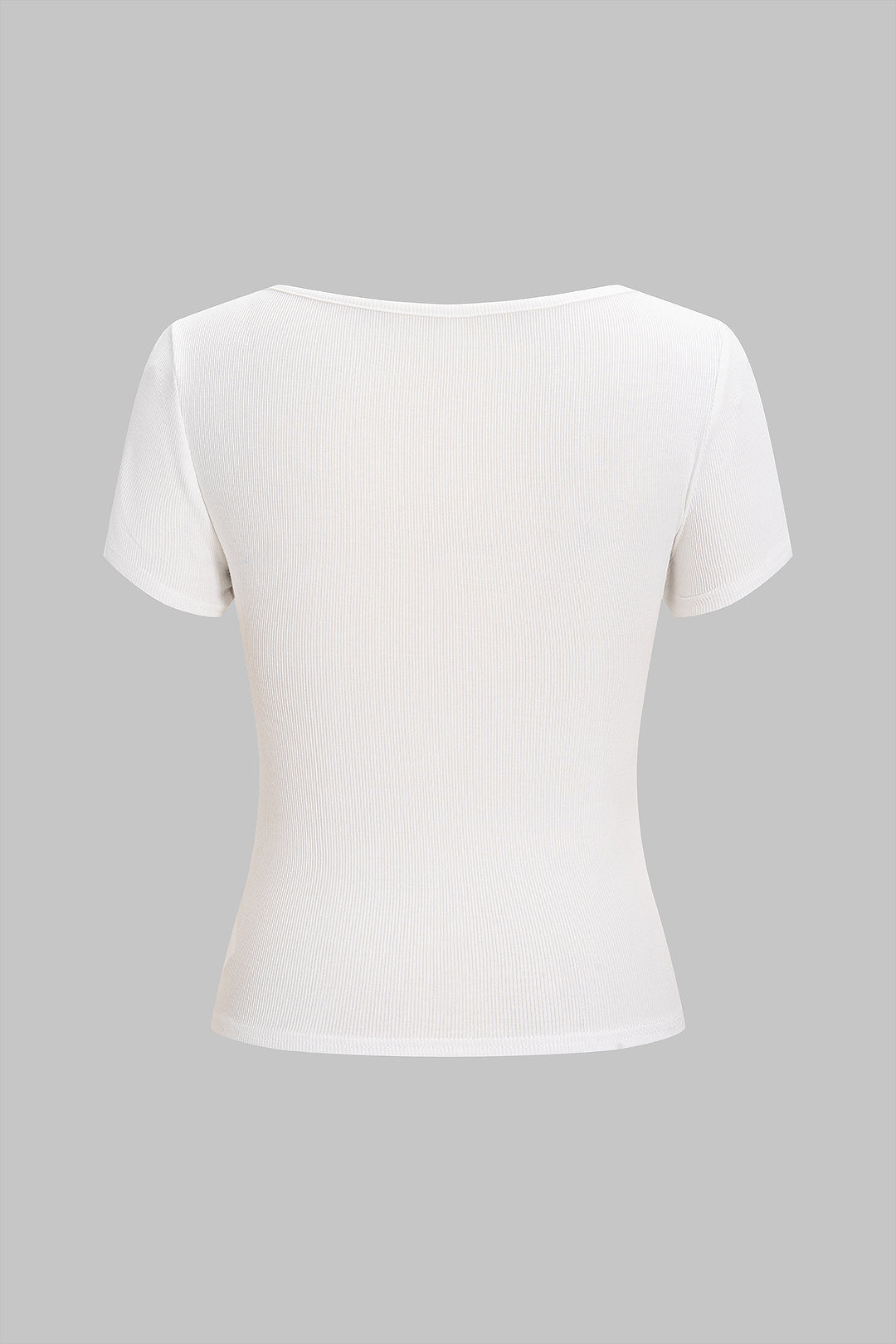 Ribbed Zipper Detail Short Sleeve T-Shirt