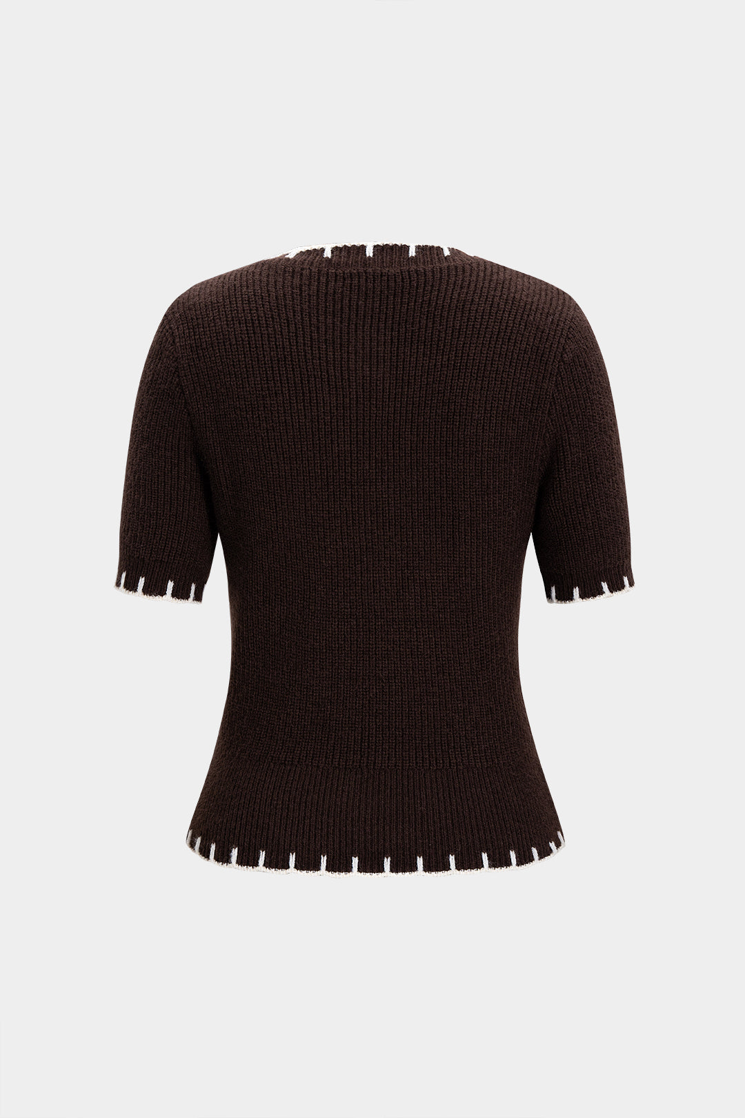 Knit Contrast Short-Sleeve Top