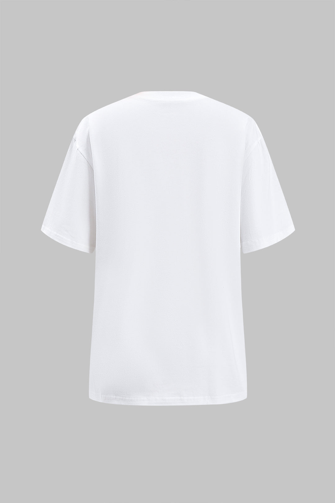 Retro Print Letter Round Neck Short Sleeve T-Shirt