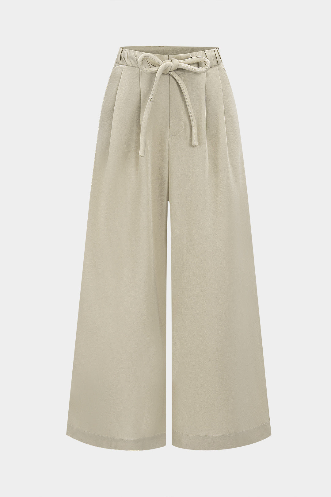 High Waist Drawstring Wide Leg Trousers
