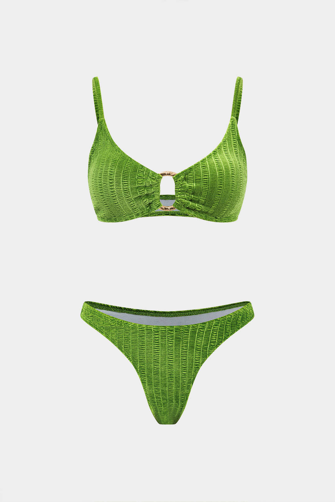 Velvet Textured O-ring 3-Piece Bikini Set