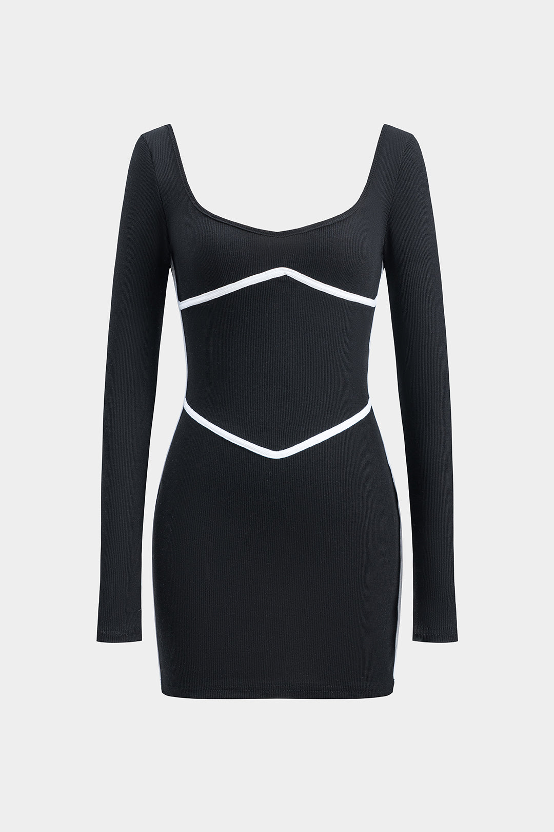 Contrast Long Sleeve Mini Dress