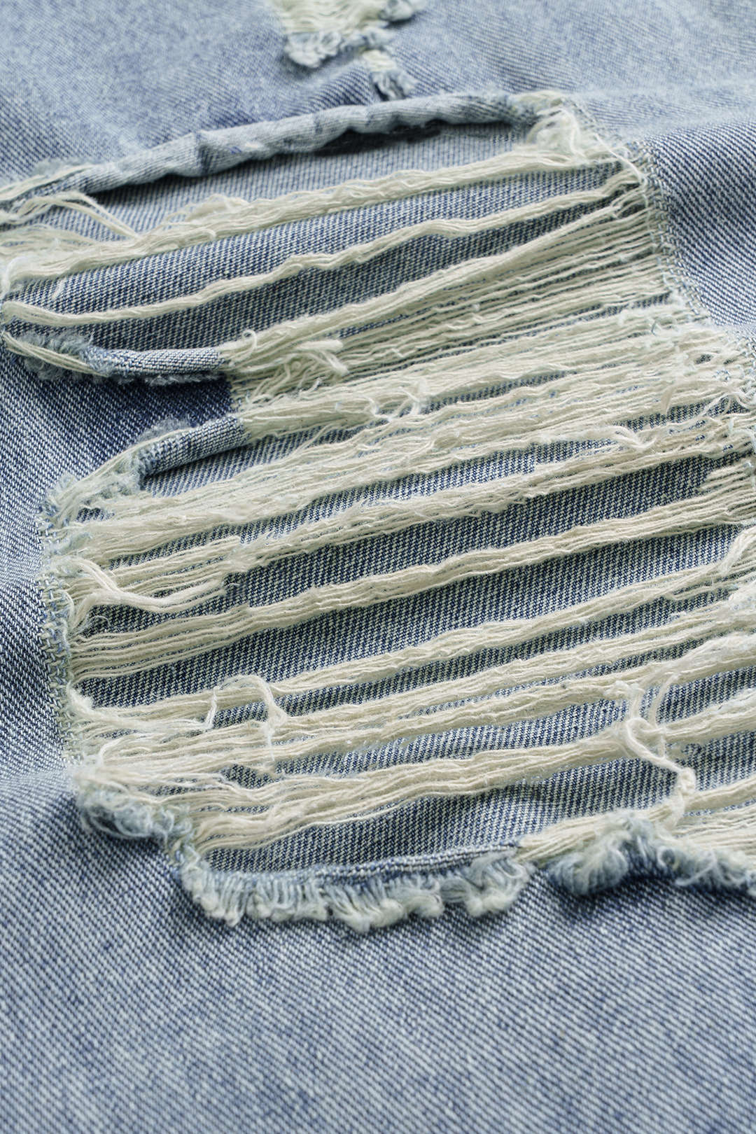 Denim Ripped Straight Leg Jeans