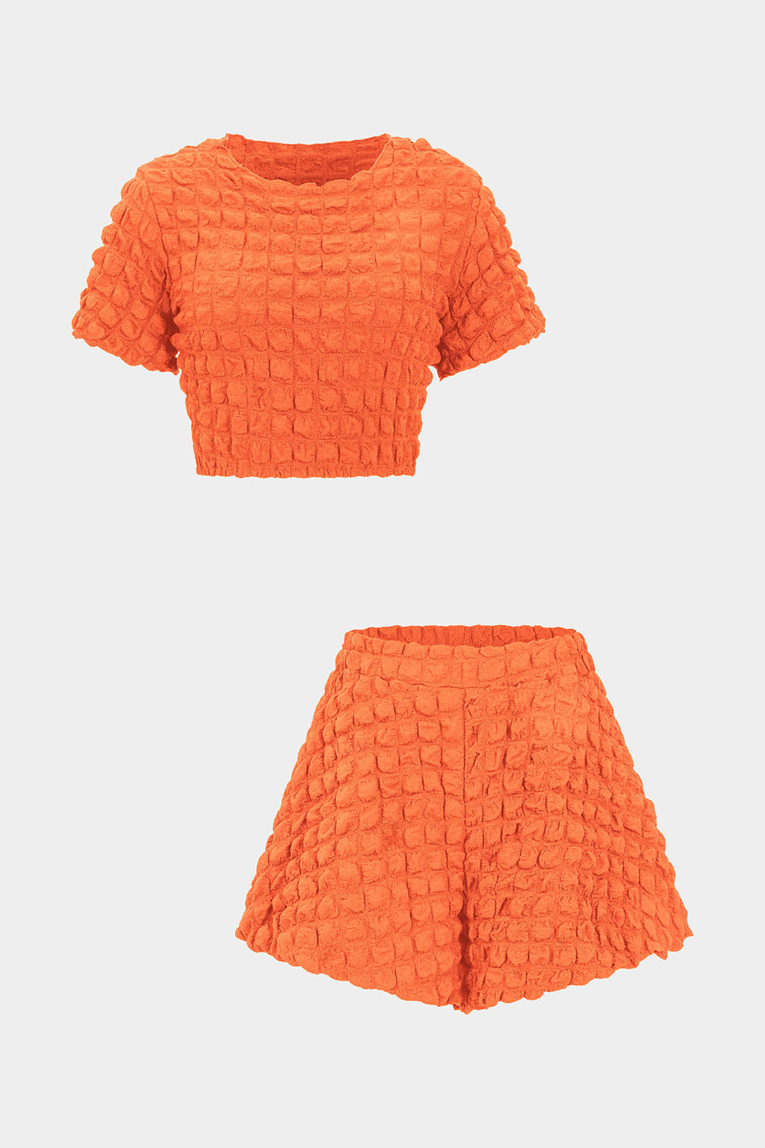 Textured T-shirt And Shorts Set