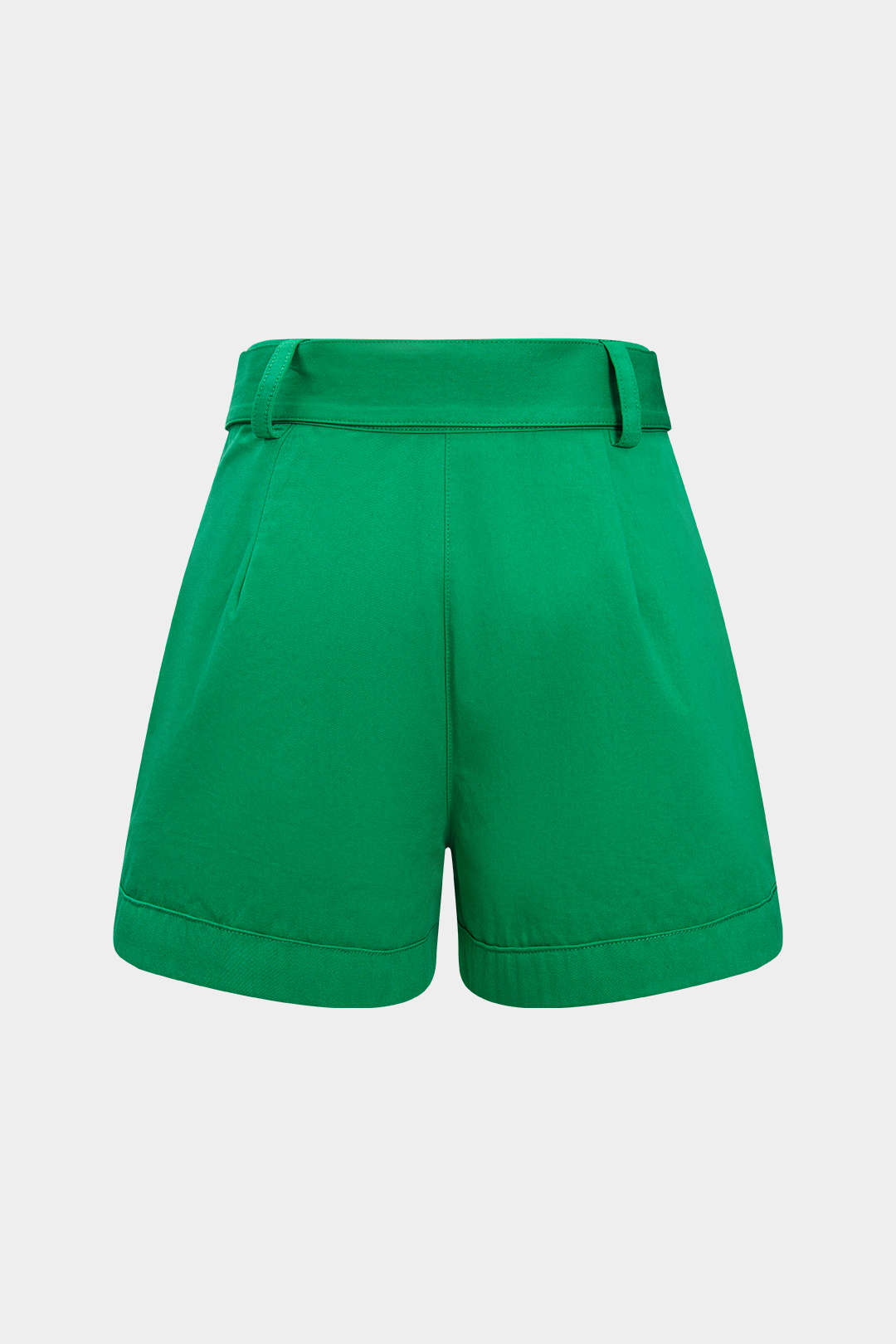 Solid Belted Shorts