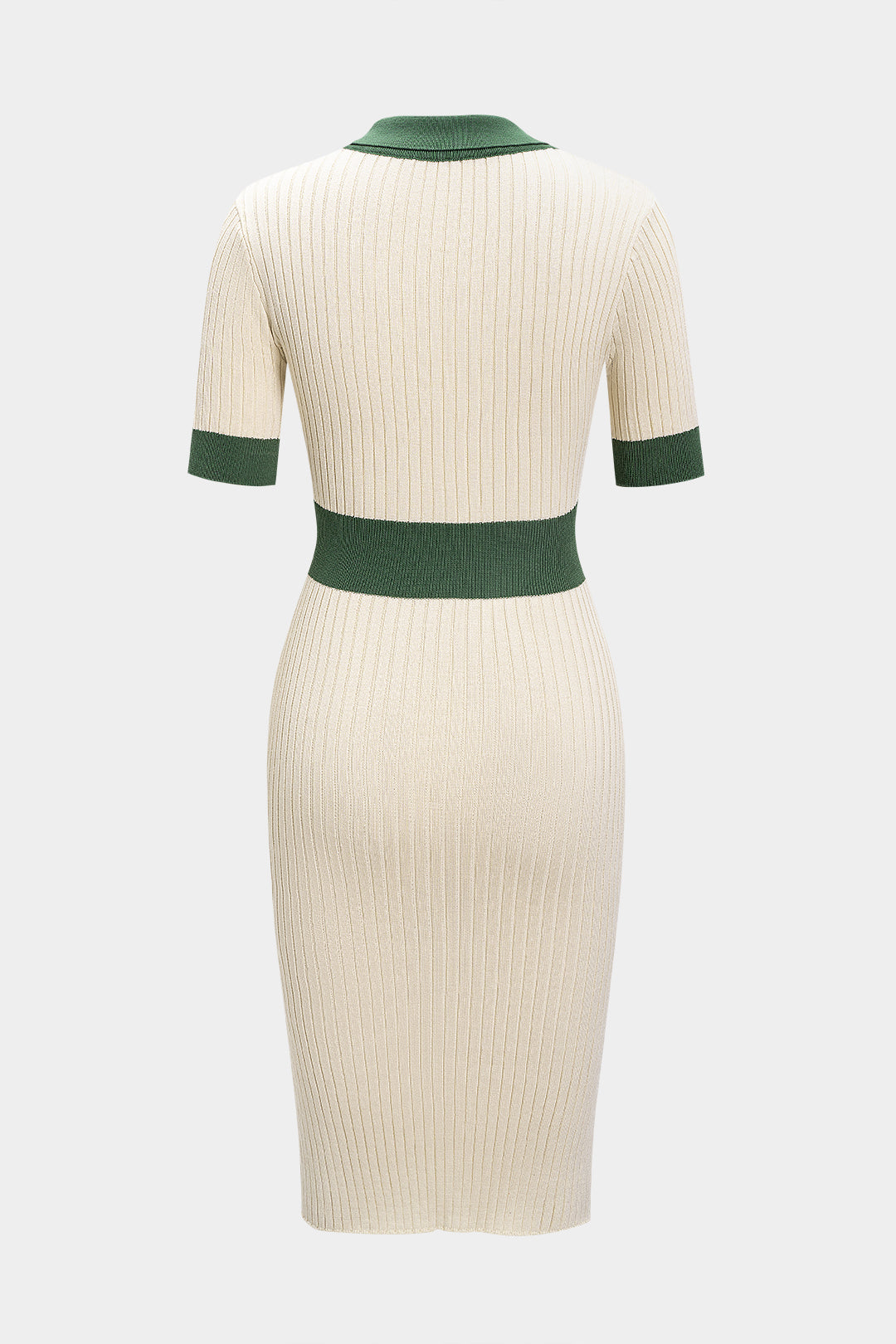 Knit Contrast Metallic Button Short Sleeve Dress