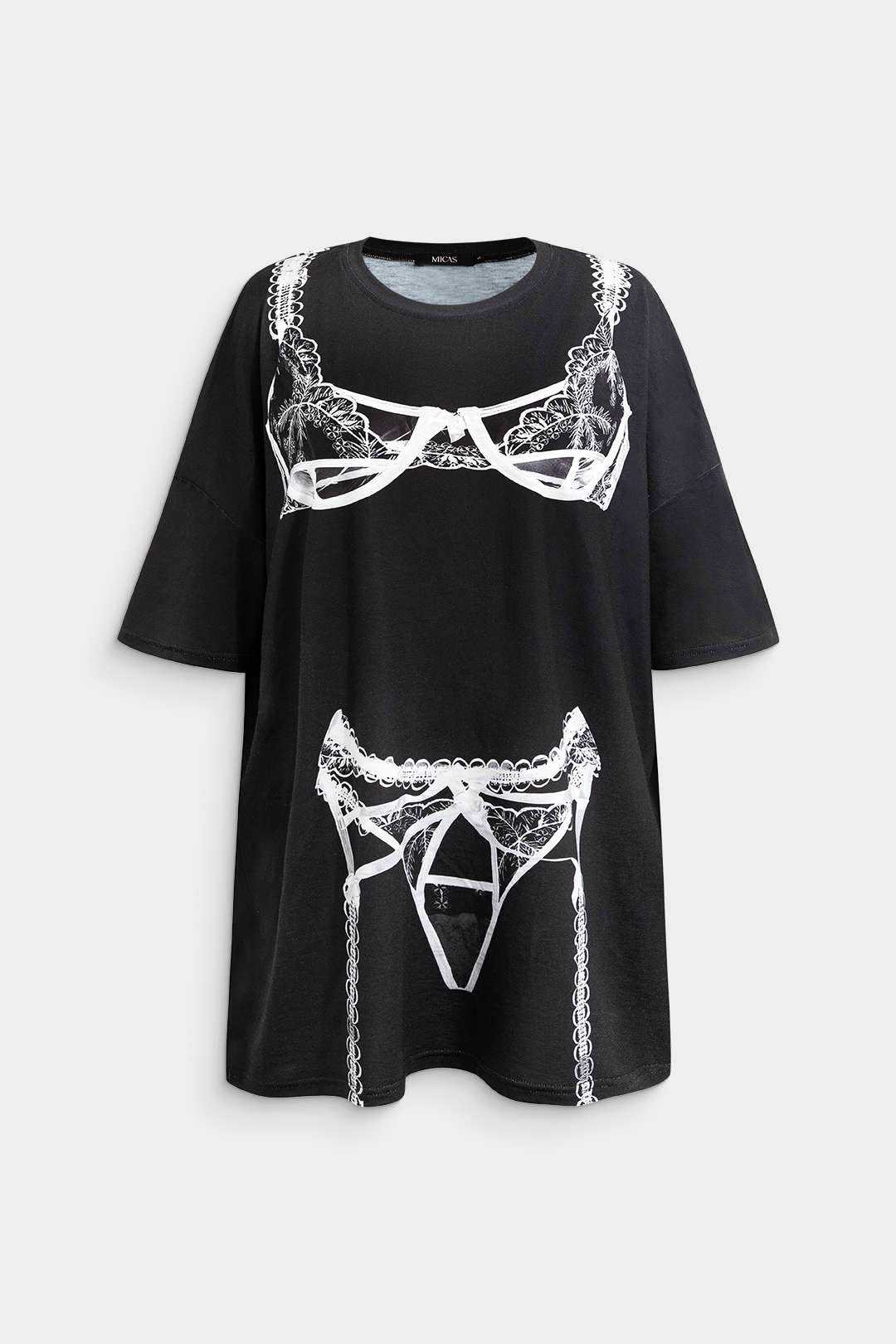 Bikini Print Round Neck Mini T-shirt Dress