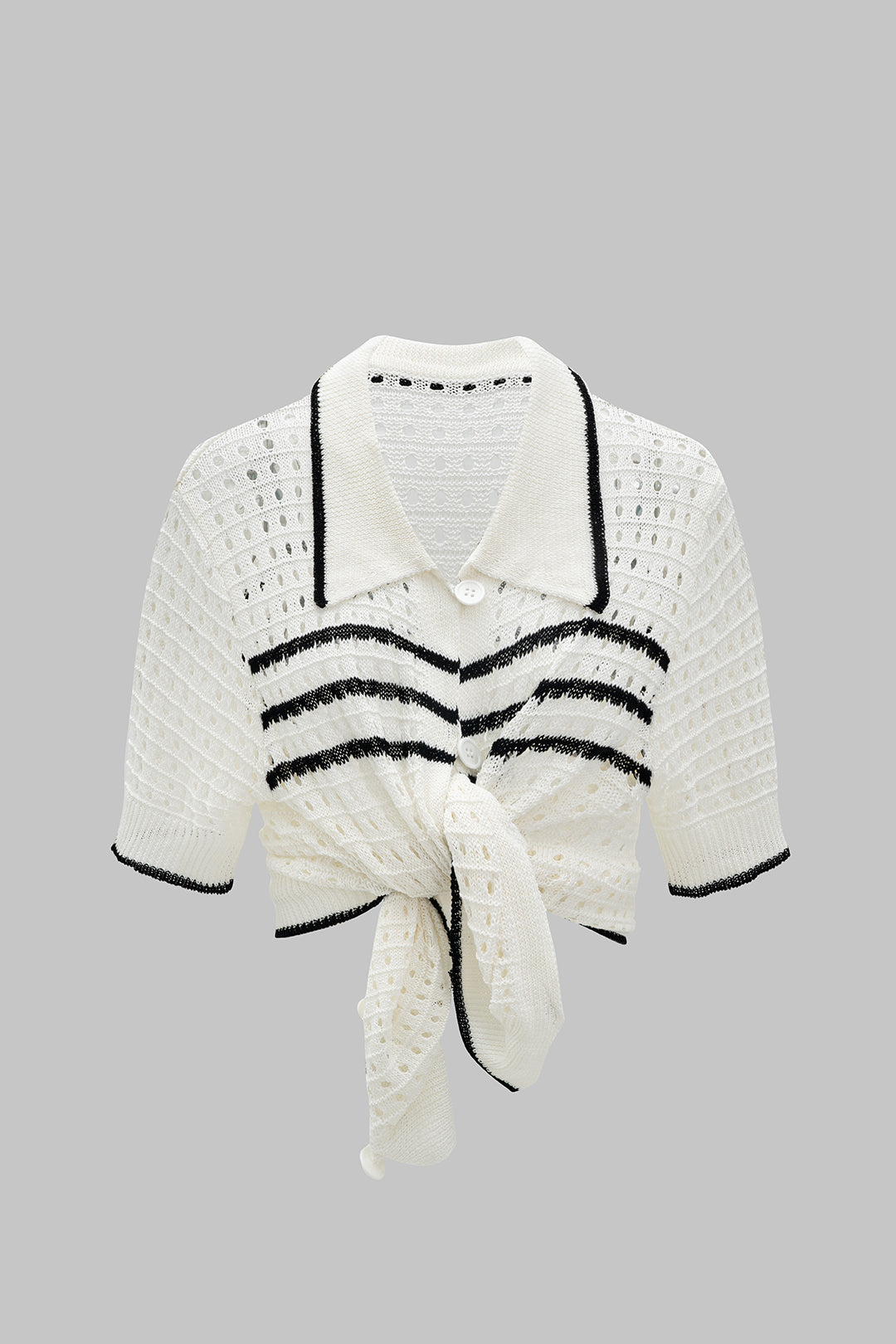 Knit Contrast Cut Out Short Sleeve T-Shirt
