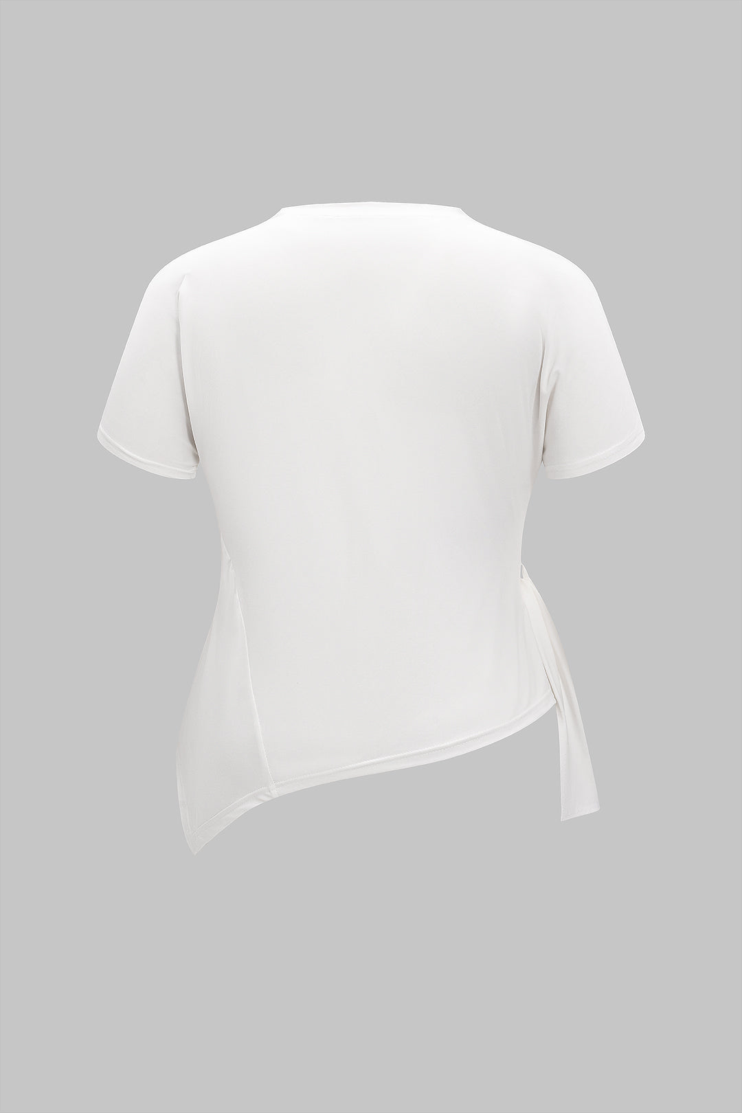 Plus Size Round Neck Tie-Up Short Sleeve T-Shirt