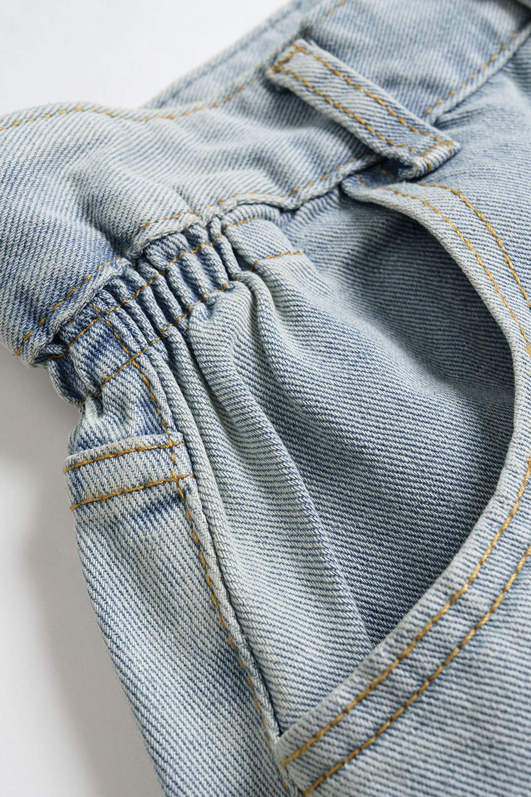 Denim Patchwork Zipper Wide Leg Shorts