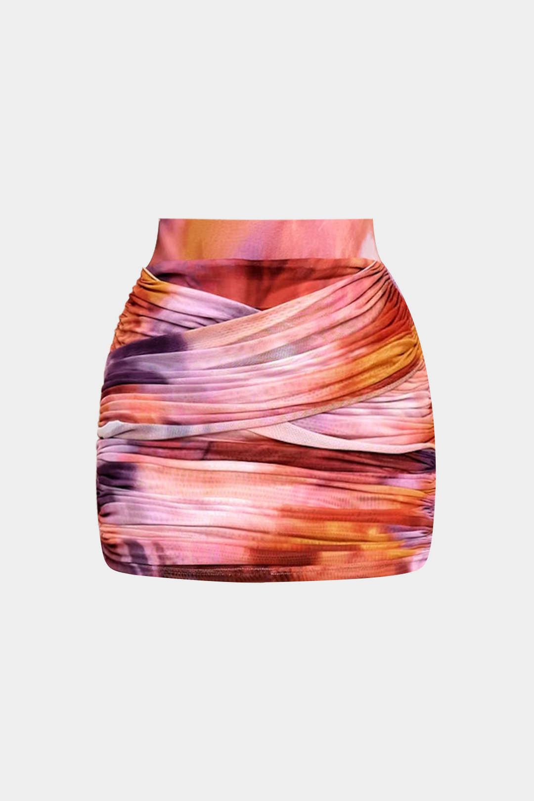 Watercolor Print Ruched Skirt