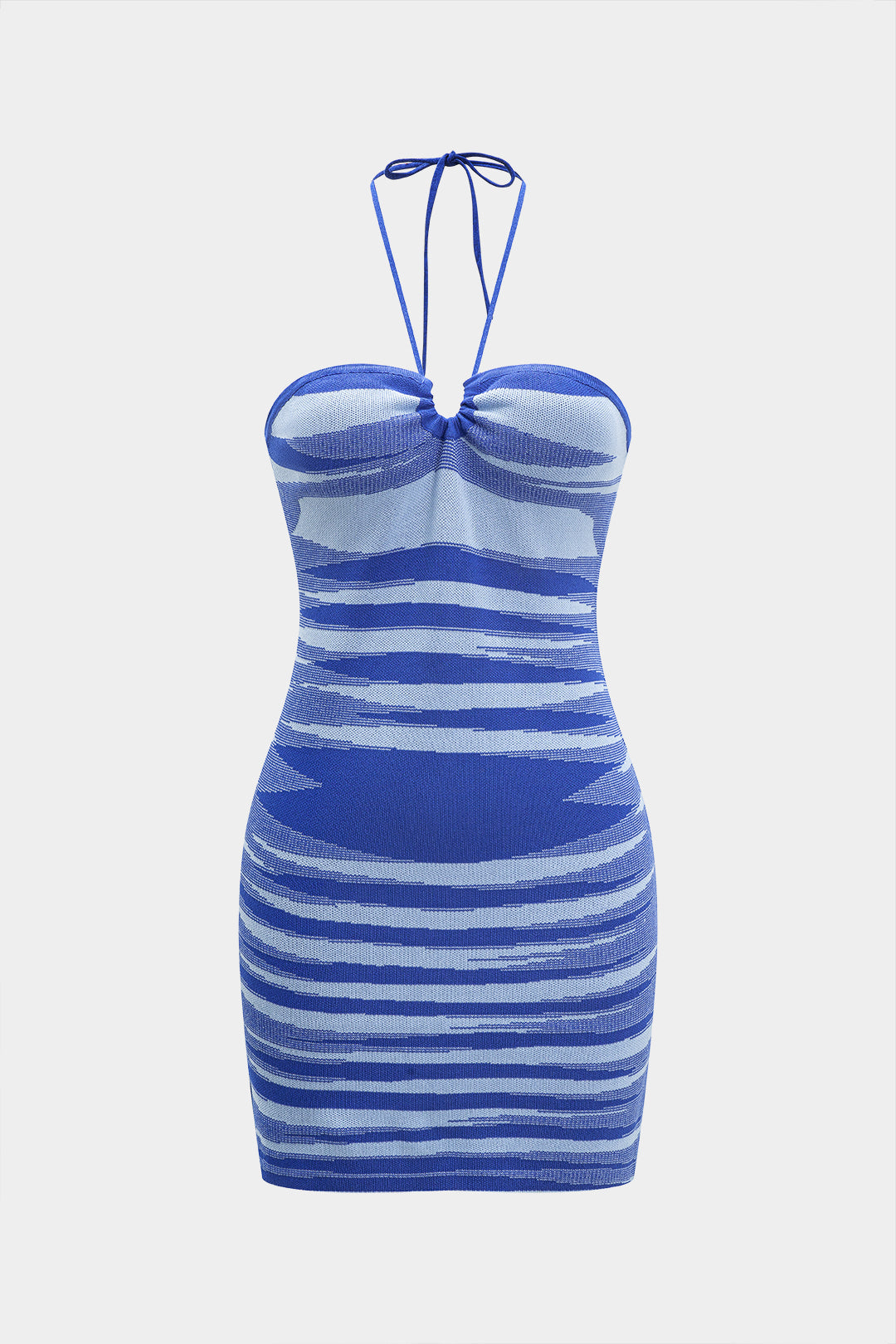 Knit V-Neck Halter Neck Tie-Up Sleeveless Dress
