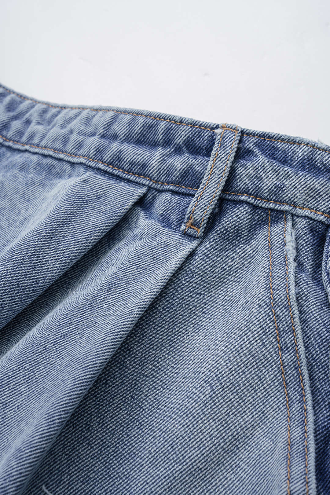 Denim Puff Hem Mini Skirt