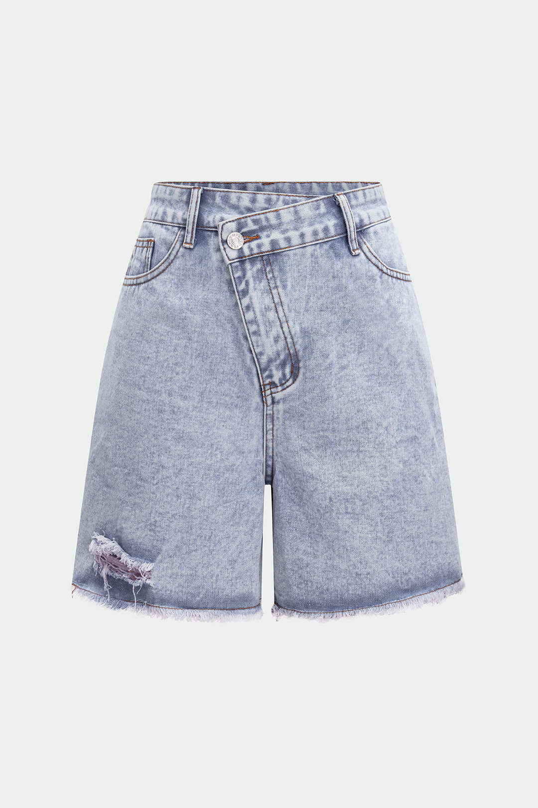 Denim High Waist Ripped Jorts Shorts