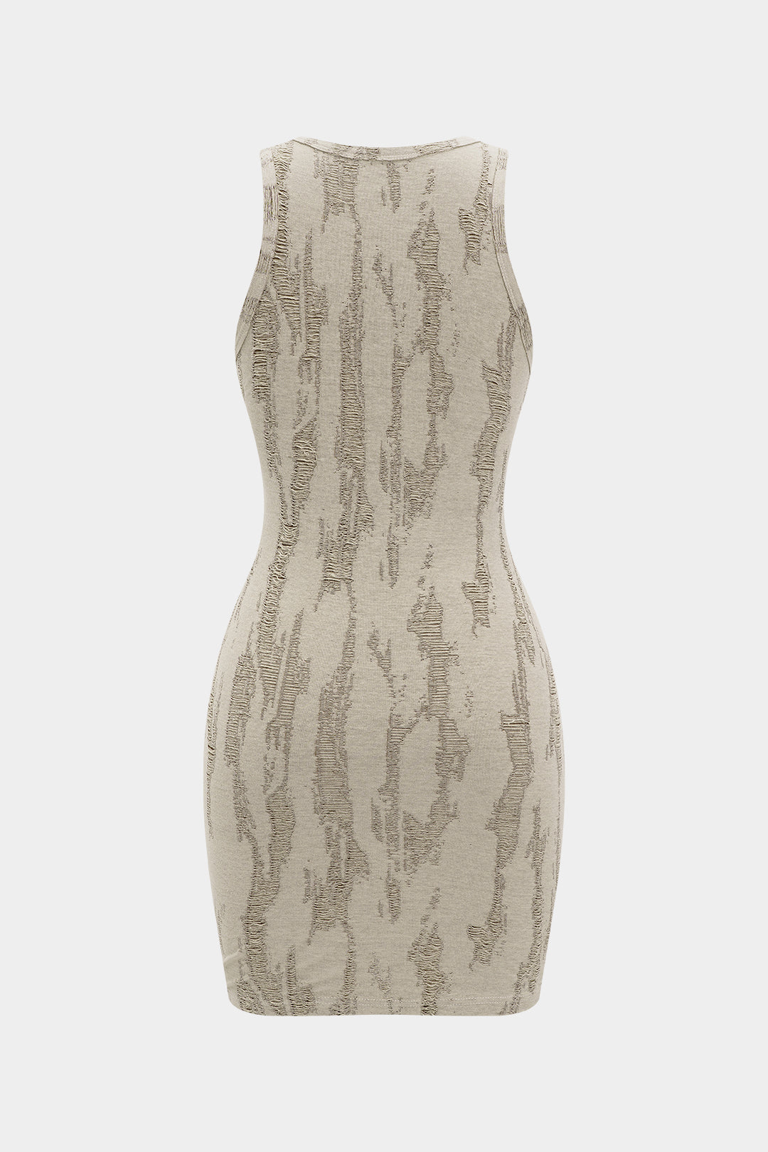 Ripped Round Neck Sleeveless Mini Dress