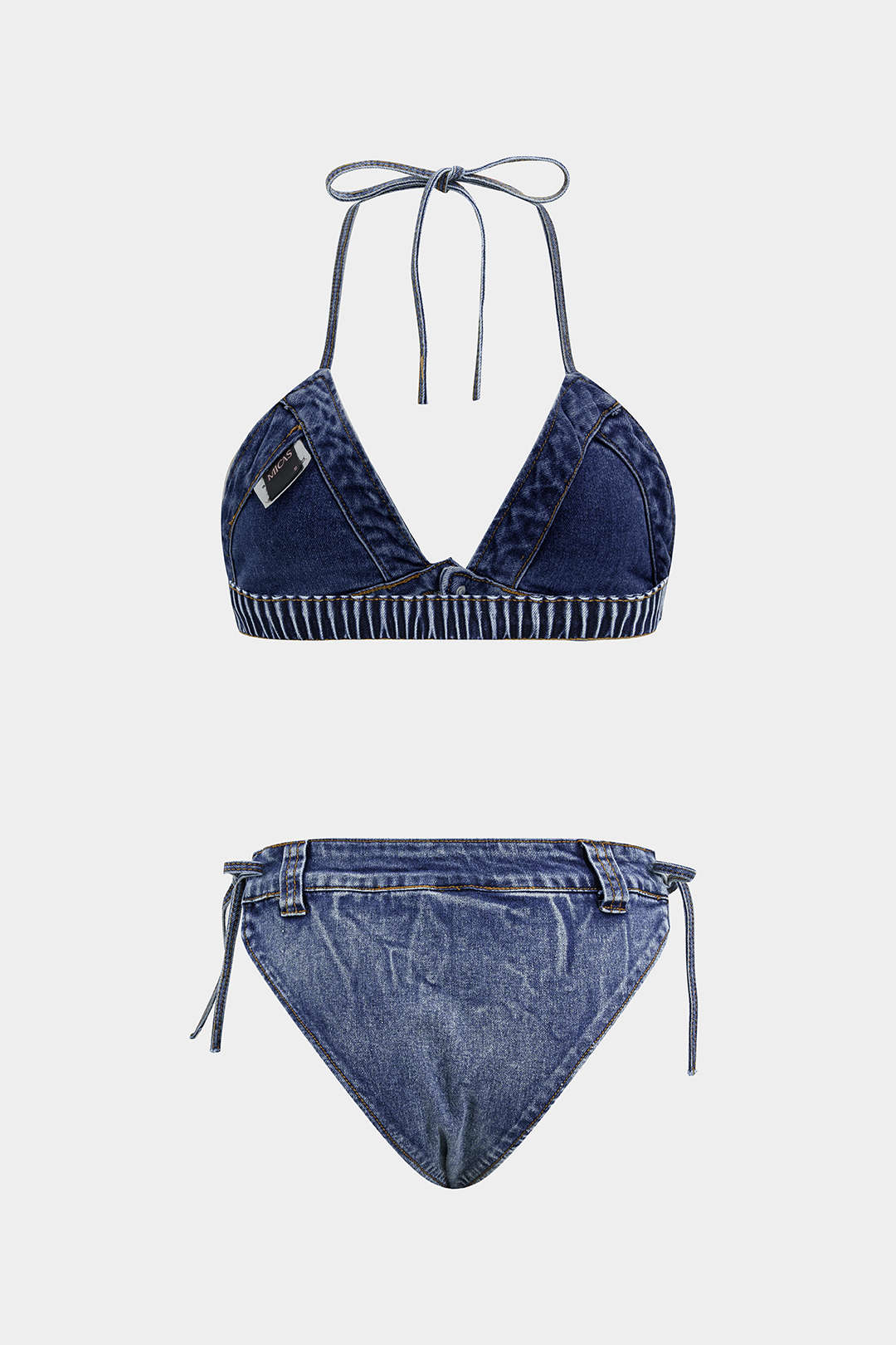 Denim Tie Knot Bikini Set