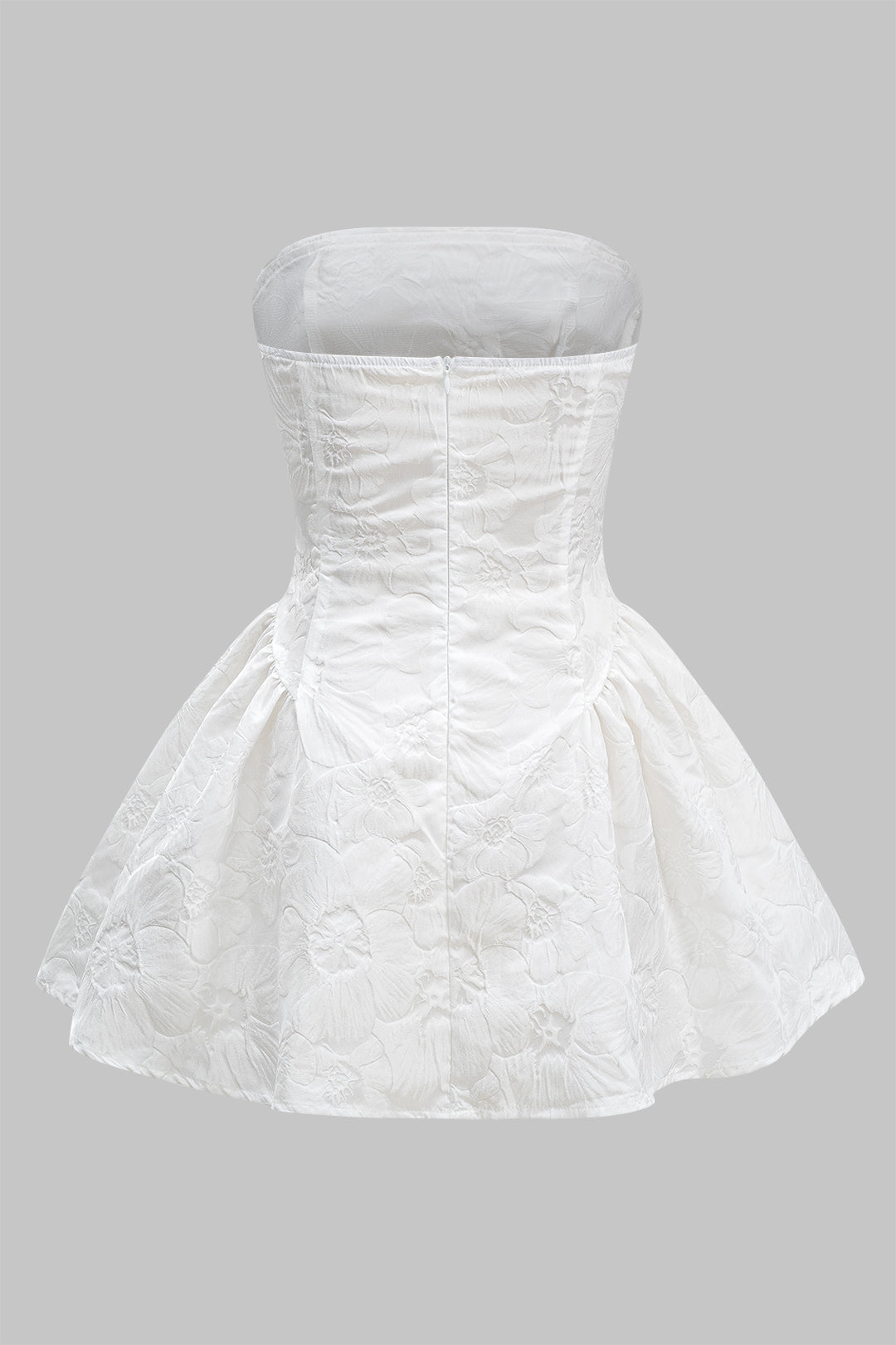 Jacquard Strapless Bow Knotted Mini Dress