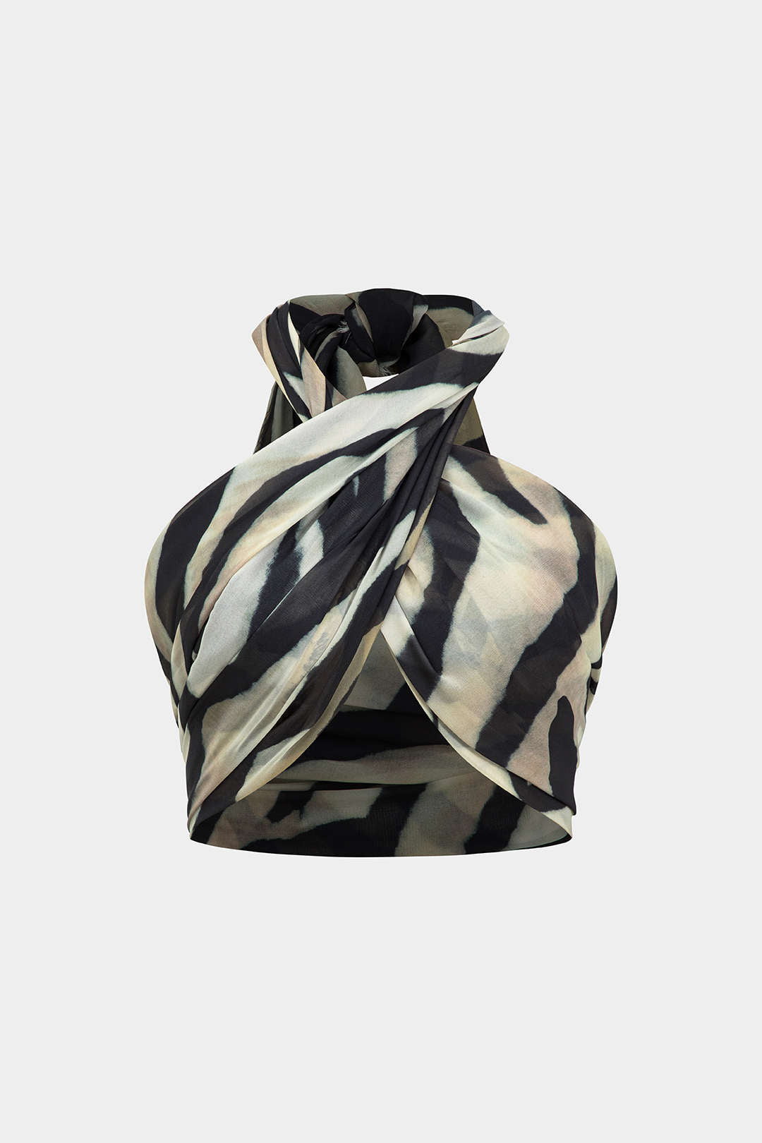 Contrast Print Chiffon Halter Cami Top