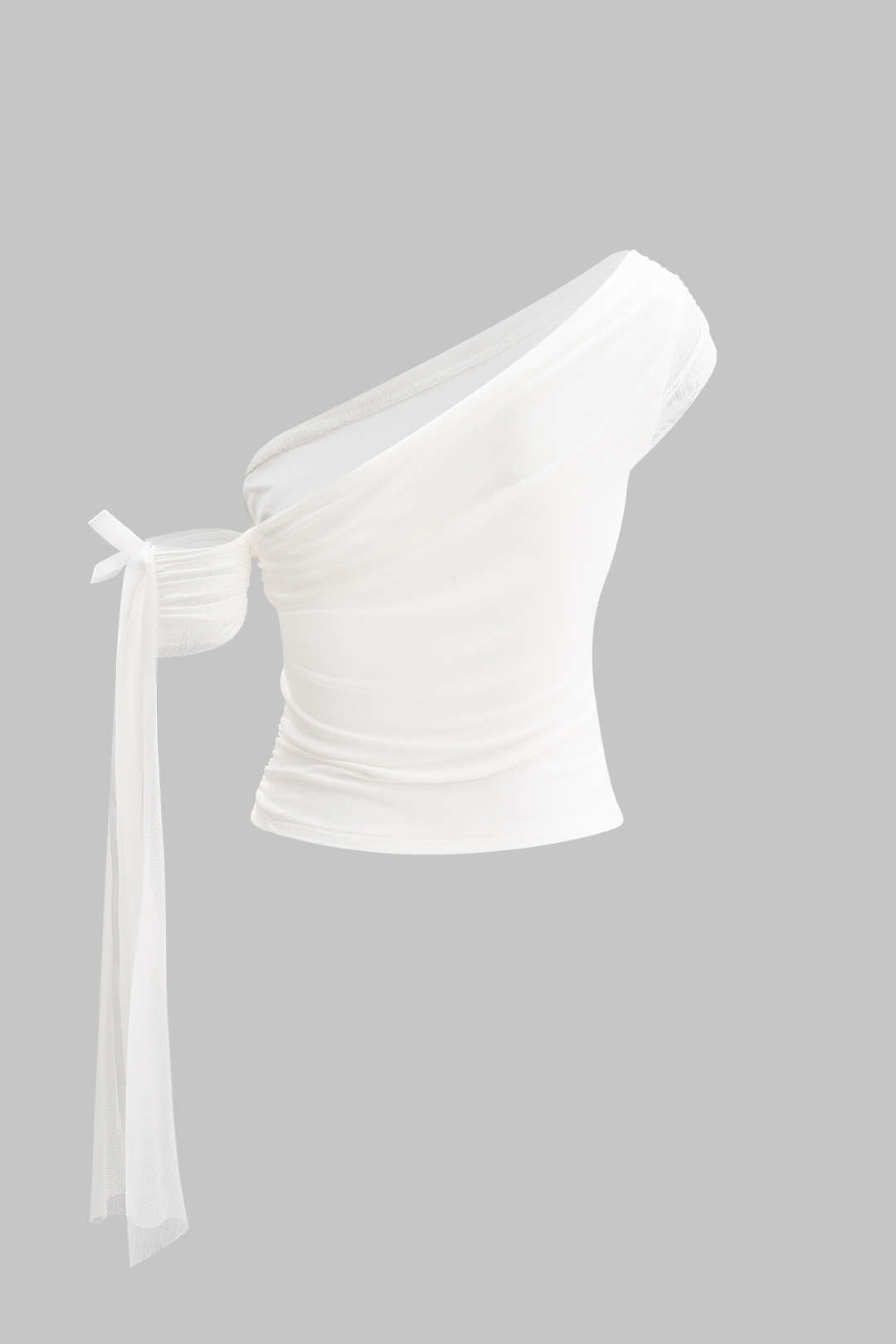 Asymmetrical Ruched Tie-Up Short Sleeve Tank Top