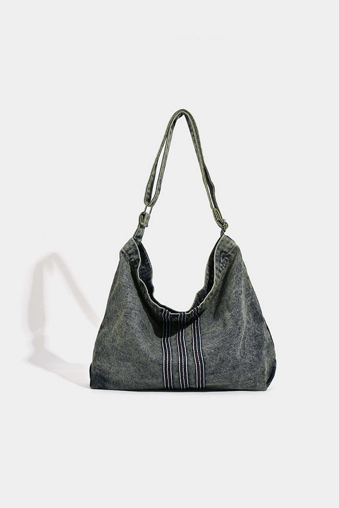 Washed Denim Zipper Cross-Body Bag
