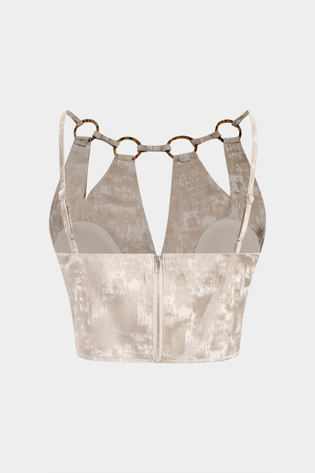 Jacquard Cut Out Zipper Backless Cami Top