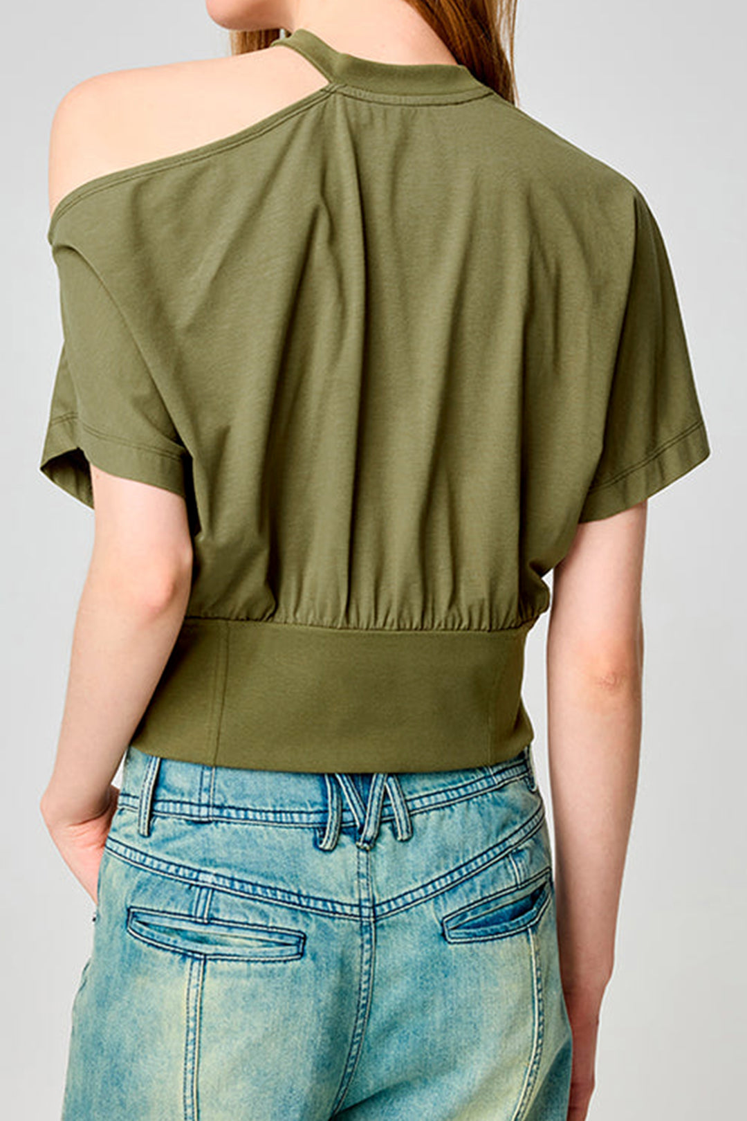 Asymmetrical Ruched Short-Sleeve Shirt