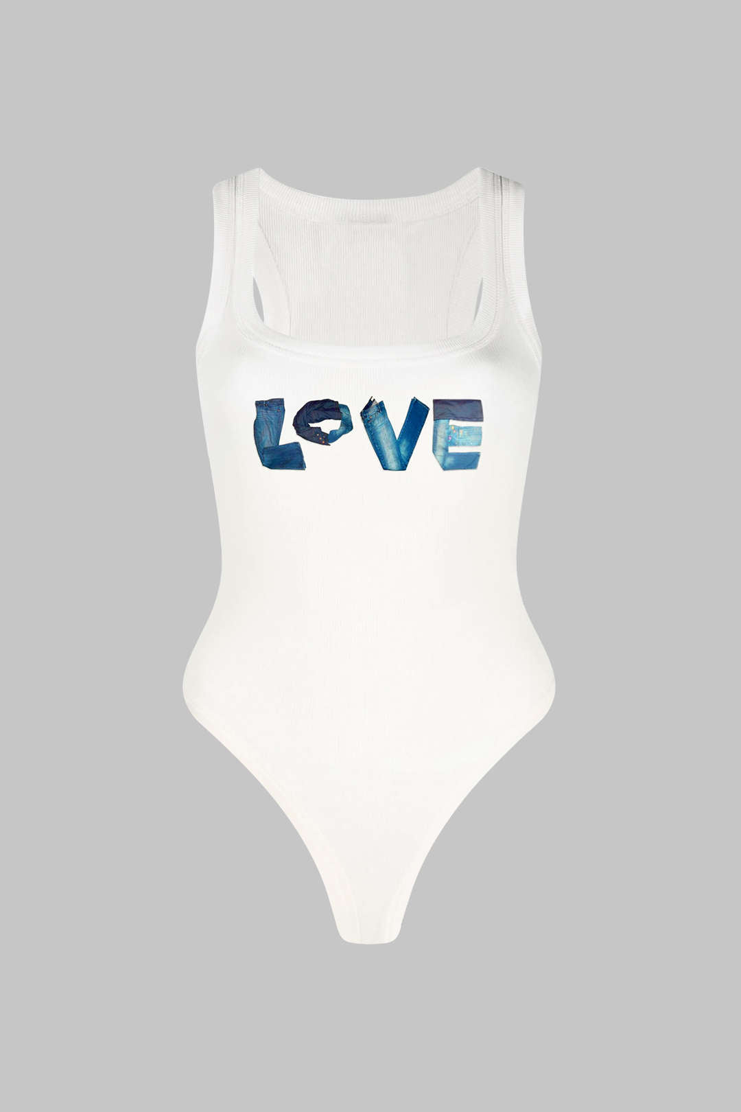 Letter Print Sleeveless Bodysuit