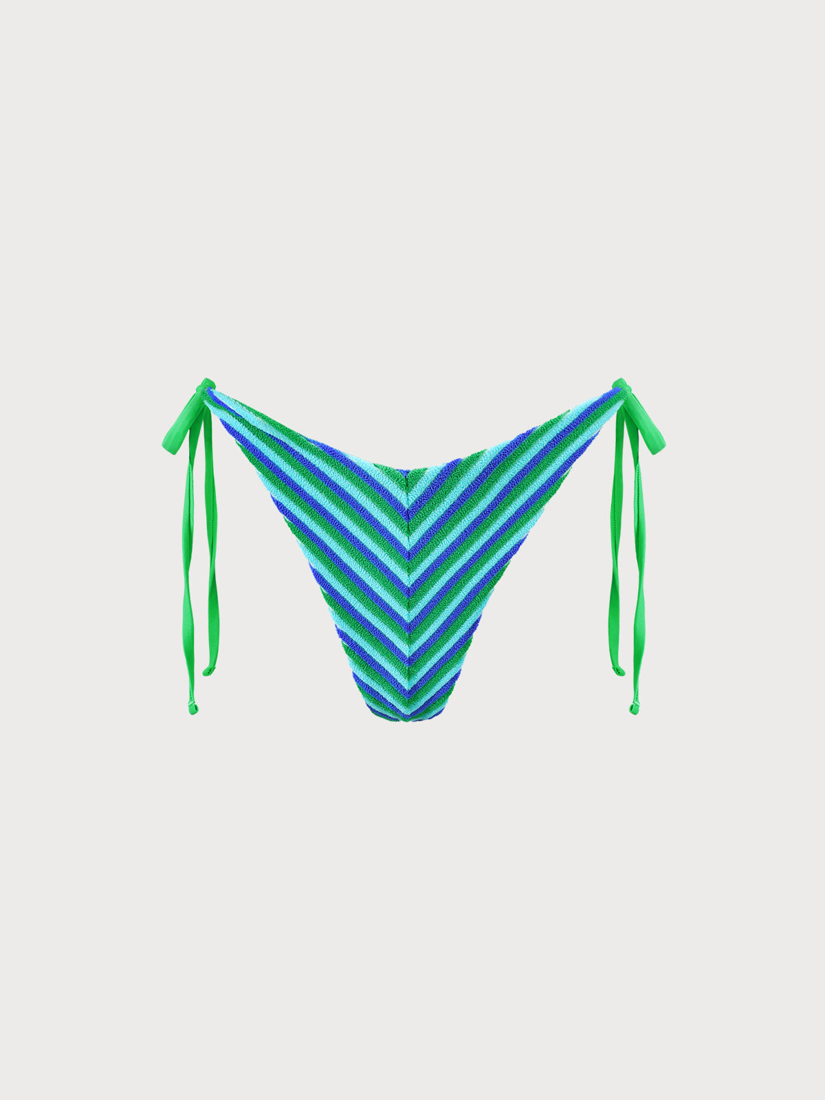 Blue Plush Texture Stripe Tie Bikini Bottom