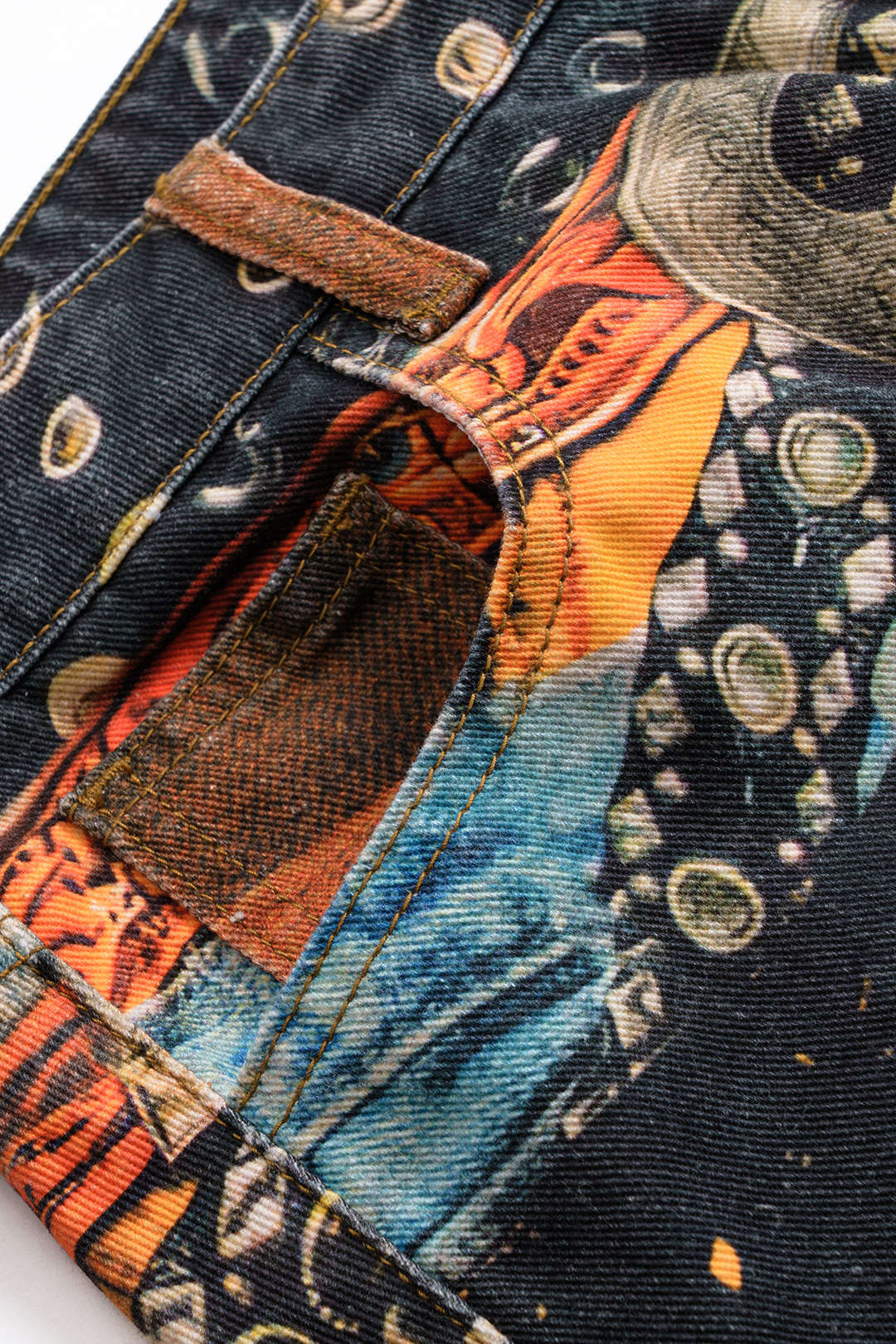 Retro Print Denim Skirt