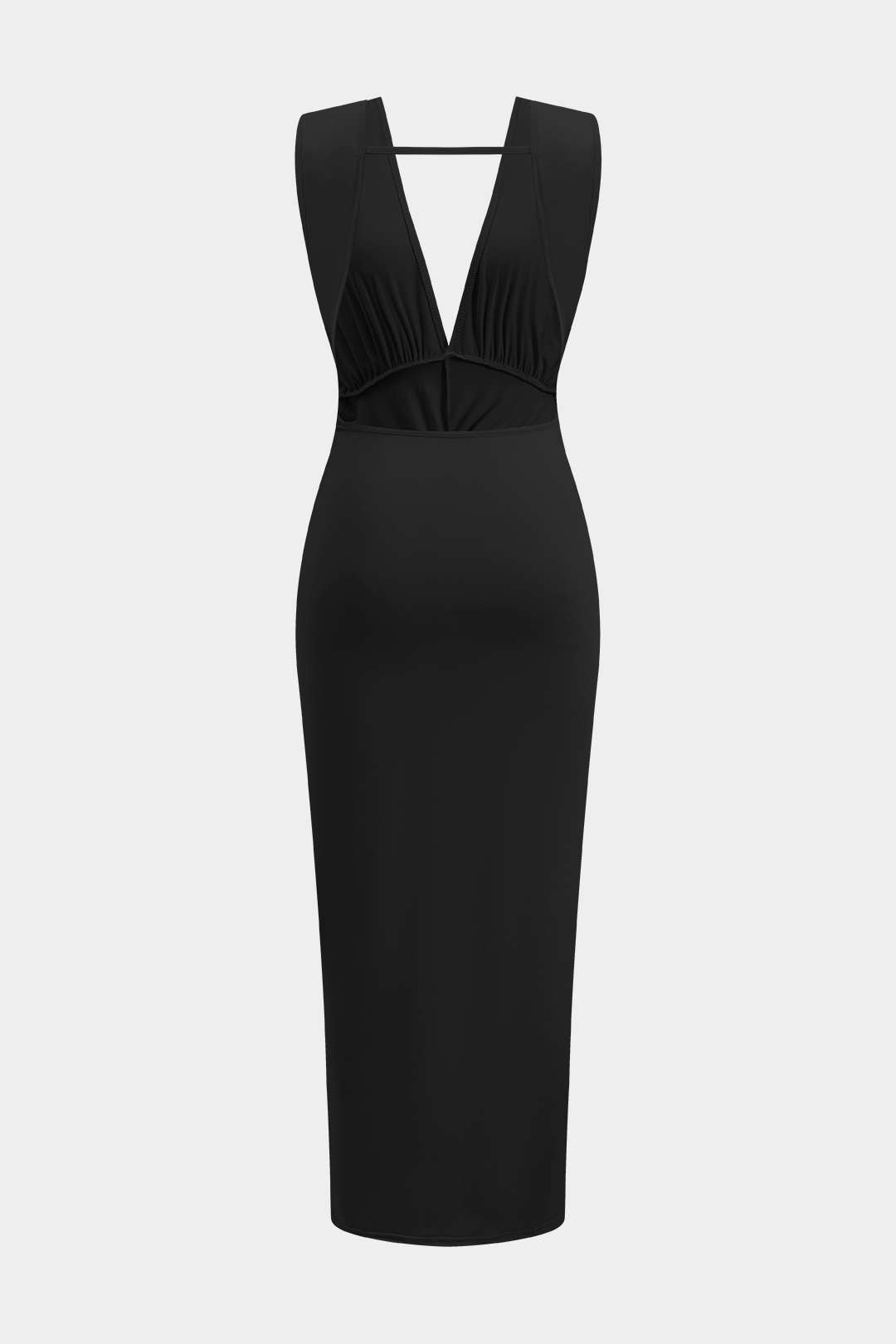 Ruched Twist Knot Backless Sleeveless Midi Dress