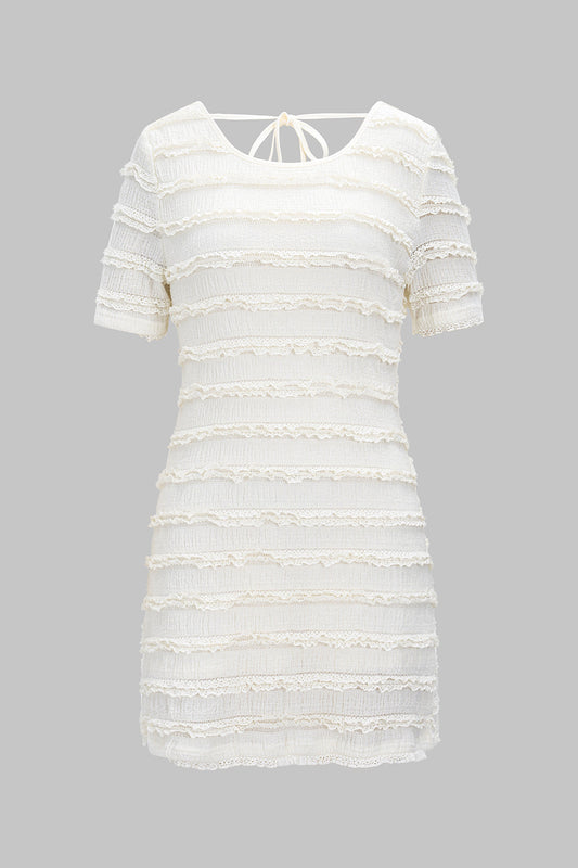 Backless Ruffle Short Sleeve Mini Dress