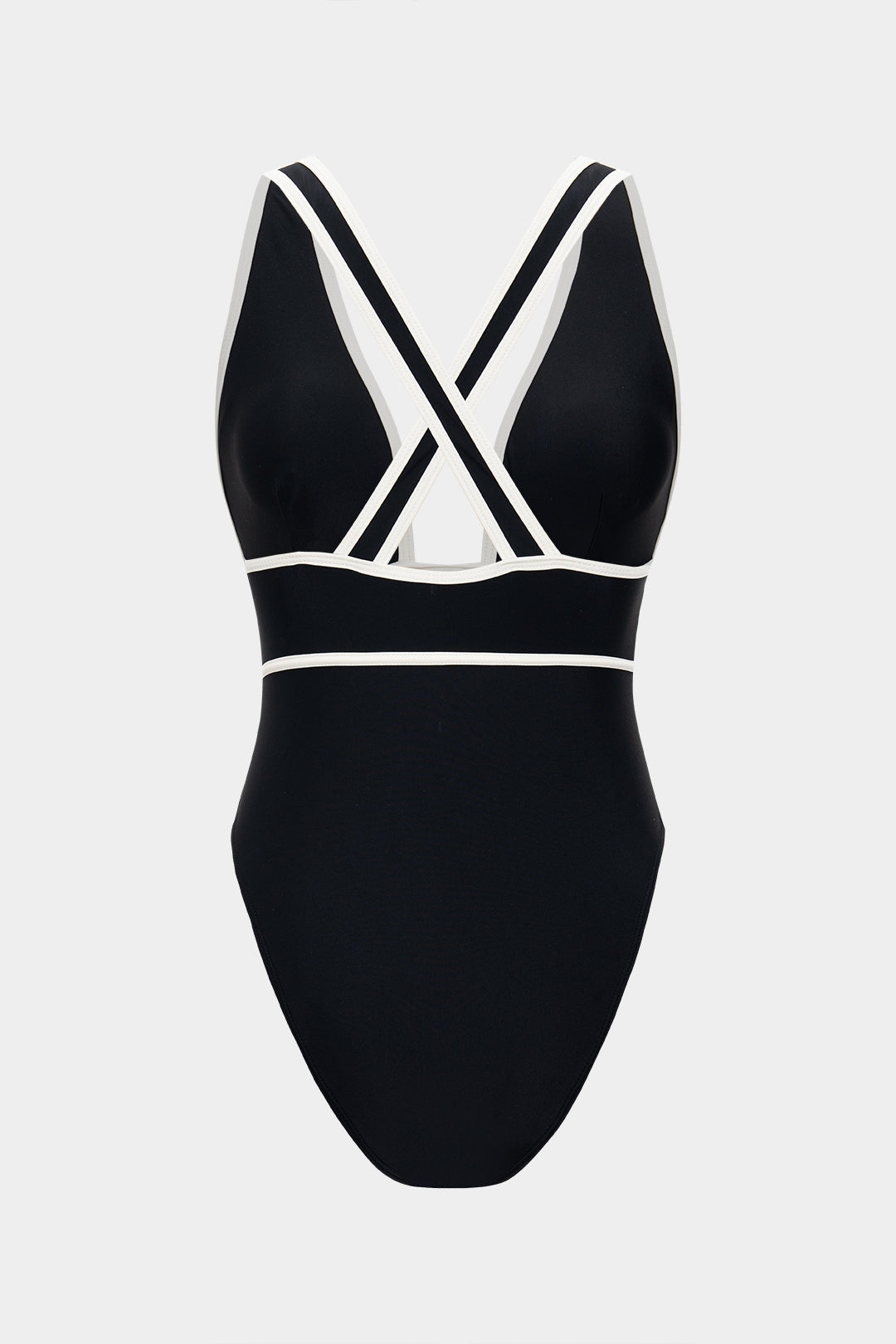 Contrast Piping One-Piece Swimsuit