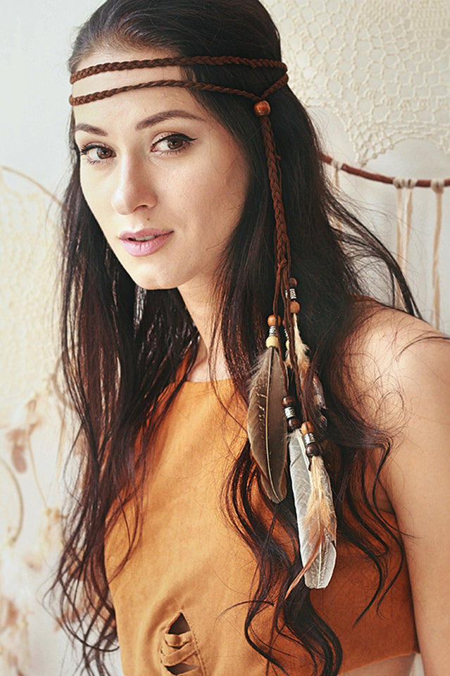 Handmade Bohemian Feather Headband