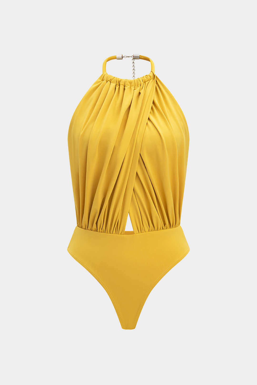 Ruched Crossed Backless Bodysuit