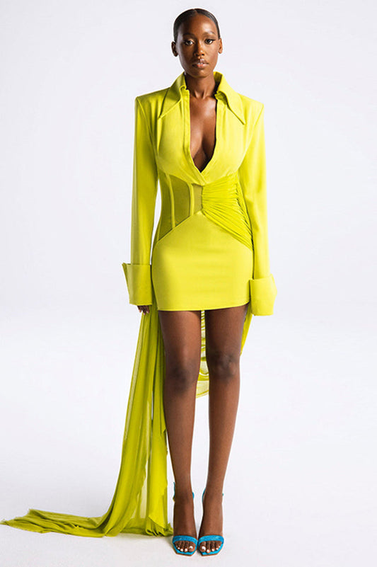 Draped Mesh Corset Mini Dress