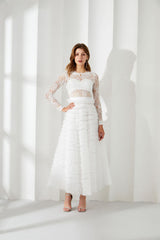 Lace Tiered Ruffle Tulle Maxi Dress