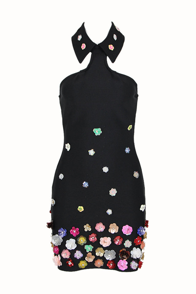 Gunnel Flower Embellished Bandage Dress