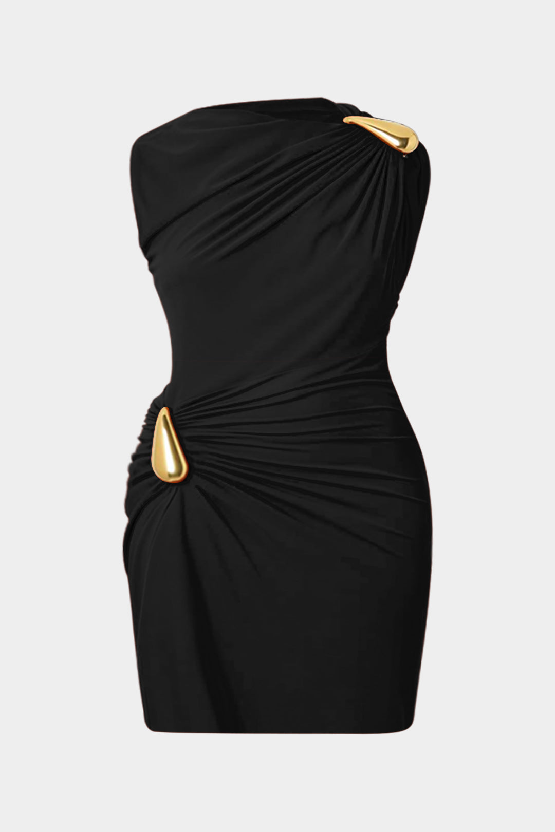 Plus Size Ruched Metallic Decor Sleeveless Mini Dress
