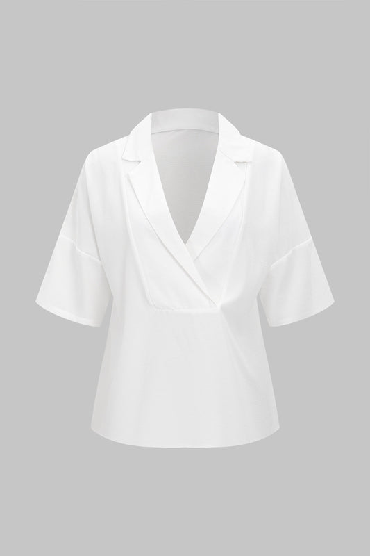 Solid Ruced Short-Sleeve Shirt