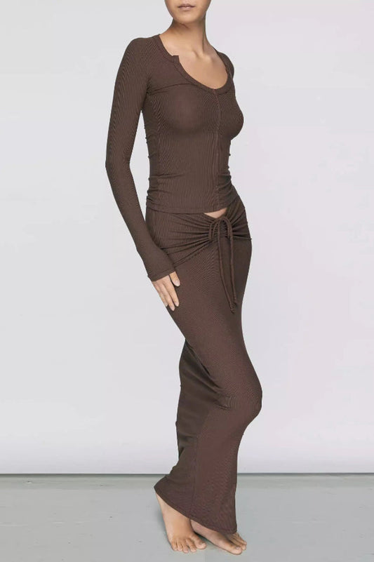 Soft Lounge Ruched Long Skirt