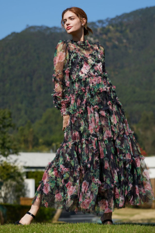 Aurora Floral Mesh Dress