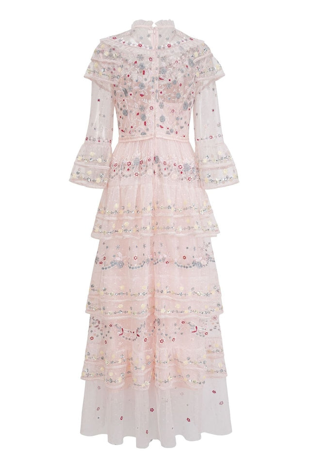 Margot Pink Embroidered Vintage Dress