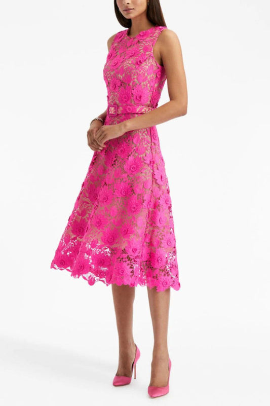 Ariza Rose Embroidery Midi Dress