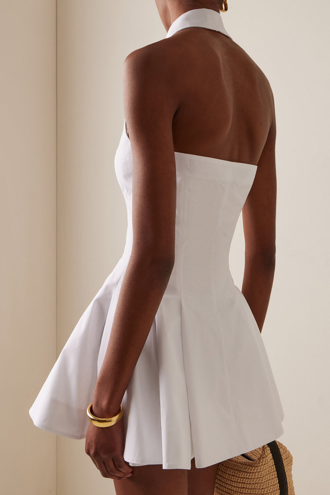 Button Puff Backless Sleeveless Mini Dress