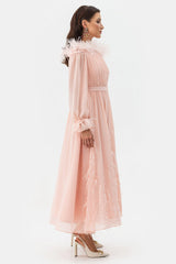 Lilian One Shoulder Feather Long Sleeve Dress